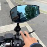 HIGH QUALITY UNIVERSAL CNC ALUMINUM ALLOY REAR VIEW MOTORCYCLE MIRROR BLUE GLASS - Image 4