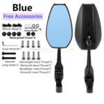 HIGH QUALITY UNIVERSAL CNC ALUMINUM ALLOY REAR VIEW MOTORCYCLE MIRROR BLUE GLASS - Image 7
