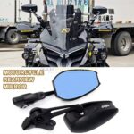 HIGH QUALITY UNIVERSAL CNC ALUMINUM ALLOY REAR VIEW MOTORCYCLE MIRROR BLUE GLASS