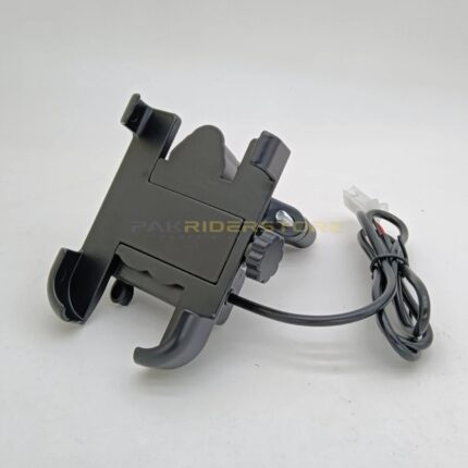 360 DEGREE ROTATION ADJUSTABLE MOTORCYCLE PHONE HOLDER WITH CHARGER (PH-02)