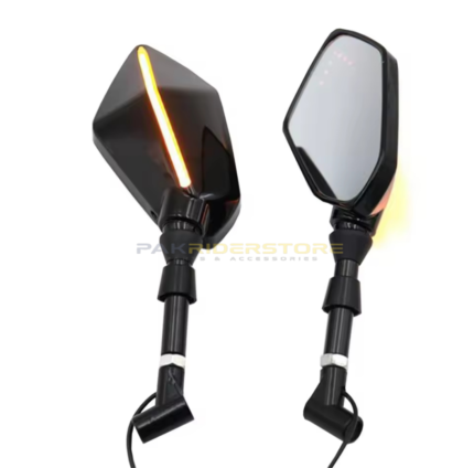 UNIVERSAL  MOTORCYCLE SIDE REAR VIEW MIRROR WITH LED
